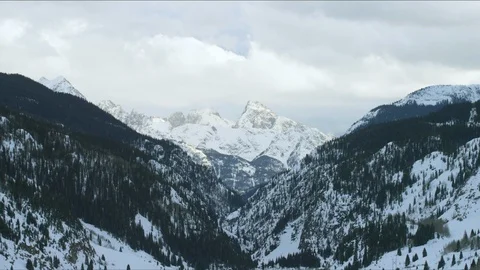 Time-lapse of dark clouds moving over snow clad mountain range Stock Footage 116786116