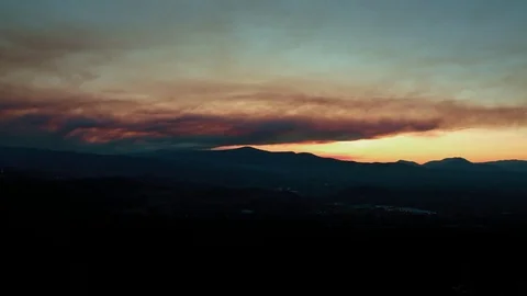 Time Lapse dark dusk red blood orange sunset smoke ominous eagle creek fire Stock Footage 81573073