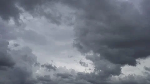 Time lapse Dark gray thunderclouds. Dramatic sky. lighting in the dark, Overcast Stock Footage 210231477