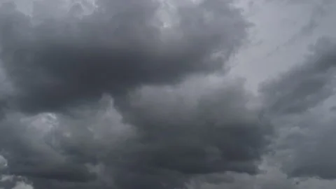 Time lapse Dark gray thunderclouds. Dramatic sky. lighting in the dark, Overcast Stock Footage 220072367