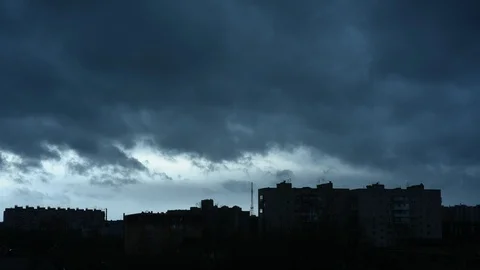 Time lapse dark sky over a gray city before the rain Stock Footage 103837281