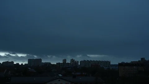 Time lapse dark sky over a gray city before the rain Stock Footage 103837283