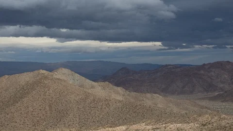 Time lapse of dark, storm clouds over desert mountains near Palm Springs Stock Footage 87610004