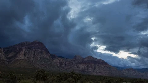 Time Lapse of Dark Storm Clouds Passing Over Desert Video stock 108879376
