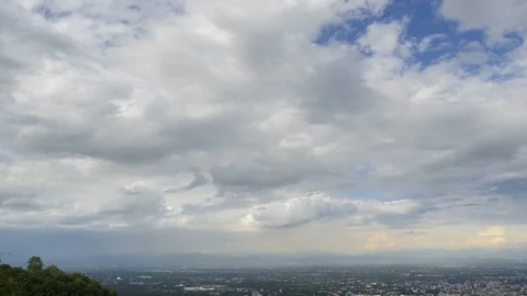 Time lapse of Dark storm clouds over town. Stock Footage 111863883