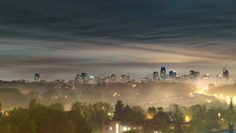 Time-lapse of the dark storm clouds over the Toronto cityscape Stock Footage