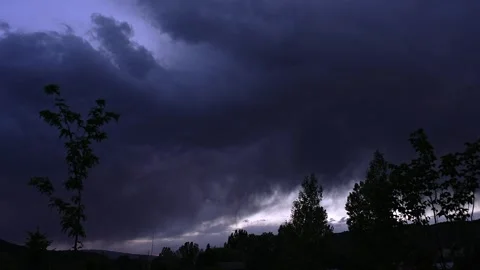 Time-Lapse:  Dark Storm Clouds at Sunset Stock Footage 336557725