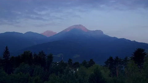Time Lapse Day Break at a  Mountain Resort Stock Footage 52266919