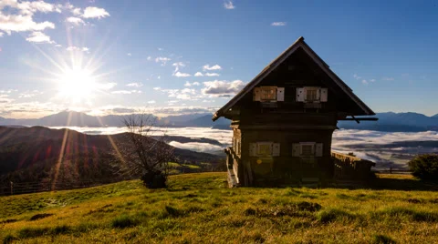 Time Lapse - Day at a Cabin with clouds moving 스톡 동영상 46196974