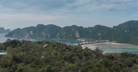 Time lapse of day clouds over the wonderful bay of Phi Phi island landscape with Stock Footage 156785459