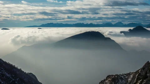 Time lapse of a day mountain panorama with peaks and clouds Stock Footage 59856049
