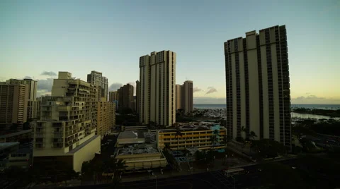 A time-lapse from day to night in Honolulu, Hawaii Stock Footage 58495015