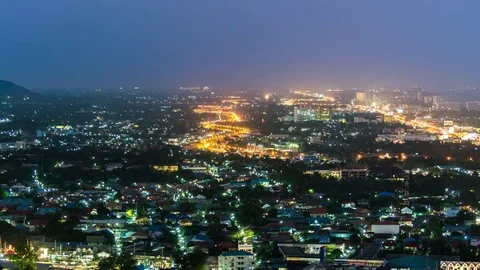 Time Lapse day to night Prachuap Khiri Khan Province city Stock Footage 74254321