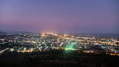 Time Lapse day to night Prachuap Khiri Khan Province city Stock Footage 74254644
