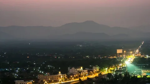 Time Lapse day to night Prachuap Khiri Khan Province city Stock Footage 74254852