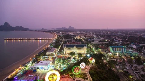 Time Lapse day to night Prachuap Khiri Khan Province city Stock Footage 74255088