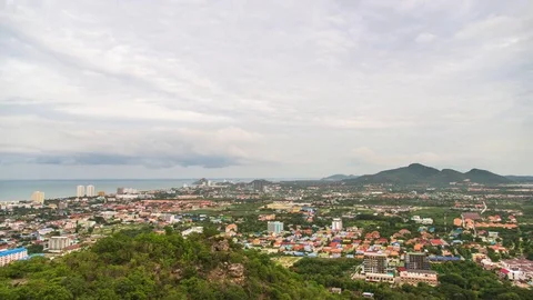 Time Lapse day to night Prachuap Khiri Khan Province city Stock Footage 74255873
