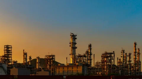 Time-Lapse Day to Night refinery . Stock Footage 104612968