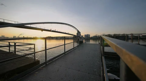 Time lapse. day to night. romantic sunset. bridge landscape. lake Video stock 33792193