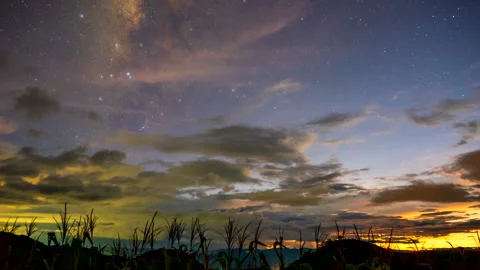 Time-lapse Day to Night until to see The Milky Way. Stock Footage 252301010