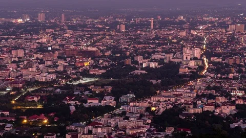Time-lapse Day to night: View of Chiang Mai City in Thailand Stock Footage 120927739