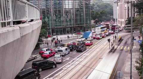 Time Lapse Day Traffic in Central, Hong Kong Stock Footage 20464721