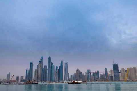 Time lapse at day when Sky diving in action in Dubai-Marina Stock Footage 125140756
