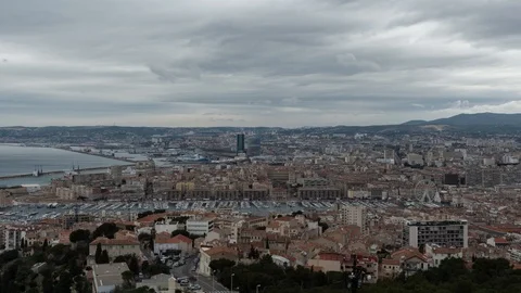 Time lapse of day wide view of marseille Video stock 100963925