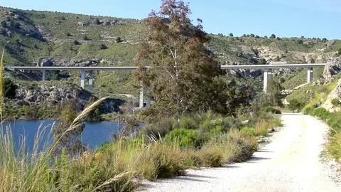 Time lapse of Deer reservoir or embalse de la cierva in Spain Stock Footage 126415978