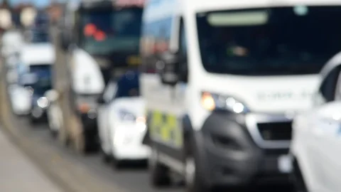 Time lapse defocused traffic jam on the A64 leeds yorkshire united kingdom Stock Footage 89864678