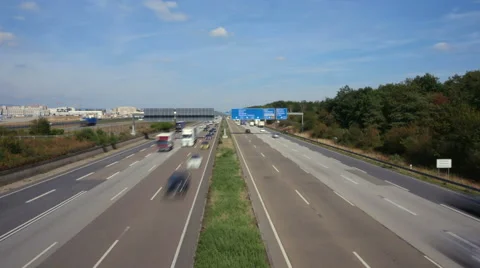 Time lapse of dense traffic on German highway Stock Footage