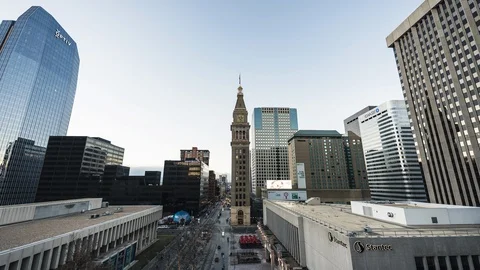 Time-lapse of Denver commercial skyline from day to dusk Stock Footage 116597809