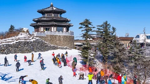 Time Lapse Deogyusan Ski Resort at Muju,South Korea. Stock Footage 101170438