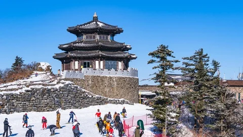 Time Lapse Deogyusan Ski Resort at Muju,South Korea. Stock Footage 101170866