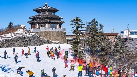 Time Lapse Deogyusan Ski Resort at Muju,South Korea. Stock Footage 101172533