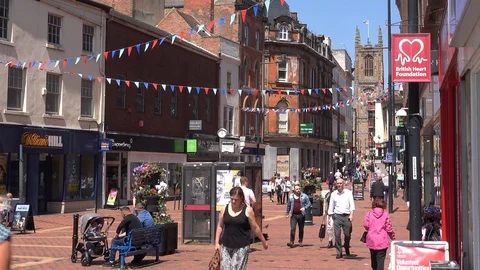 Time lapse Derby city centre with people shopping England UK 4K Stockbeeldmateriaal 111890978