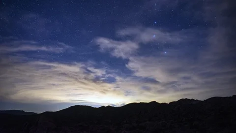 Time Lapse of Desert Landscape at Night - Mojave National Preserve Stock Footage 88453080