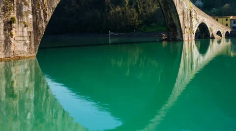 Time Lapse of Devil's bridge, in Tuscany. Stock Footage 37623932