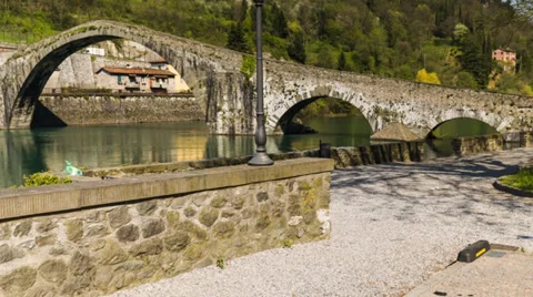 Time Lapse of Devil's bridge, in Tuscany. Stock Footage 37624455