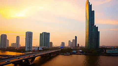 Time lapse digitally turned into a painting depicting Bangkok in Thailand. Stock Footage 170079933