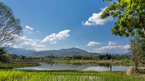 Time lapse of distant mountains and sky in Hod, Chiang Mai, Thailand Stock Footage 228978911