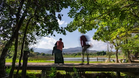 Time lapse of distant mountains and sky in Hod, Chiang Mai, Thailand Stock Footage 229099468