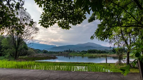 Time lapse of distant mountains and sky in Hod, Chiang Mai, Thailand Stock Footage 229100994