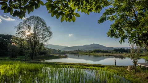 Time lapse of distant mountains and sky in Hod, Chiang Mai, Thailand Stock Footage 229142708