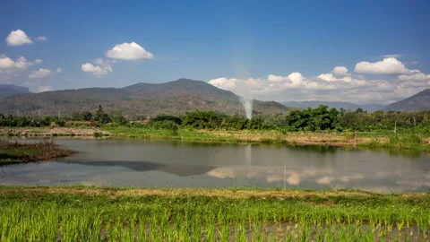 Time lapse of distant mountains and sky in Hod, Chiang Mai, Thailand Stock Footage 229144348