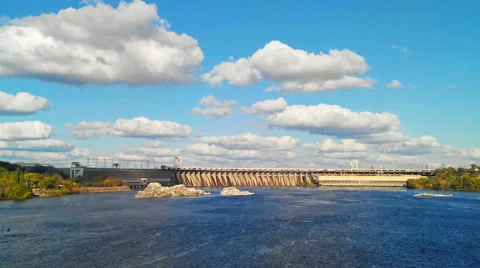 Time Lapse of the Dnieper Hydroelectric Station. Stock Footage 68716626