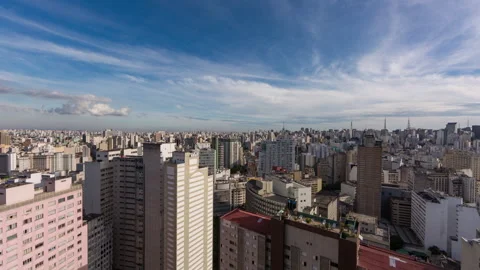 Time lapse do dia para noite de prédios da região do centro até Avenida Stock-Footage 143496483
