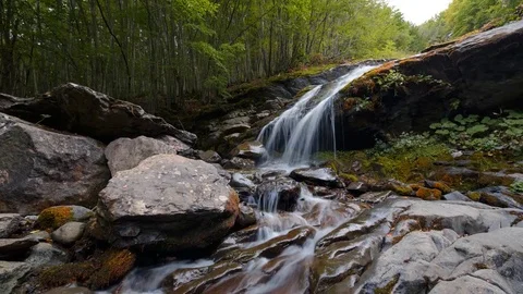Time lapse Doccione waterfall river Stock Footage 83455158