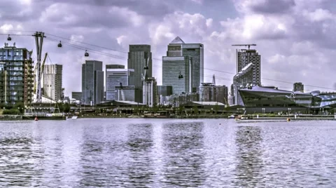 Time lapse of the Docklans in London Stock Footage 53527085