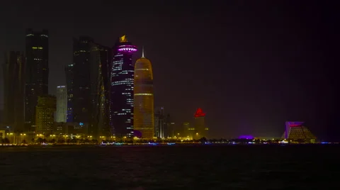 Time-lapse Doha at night Stock Footage 56013244